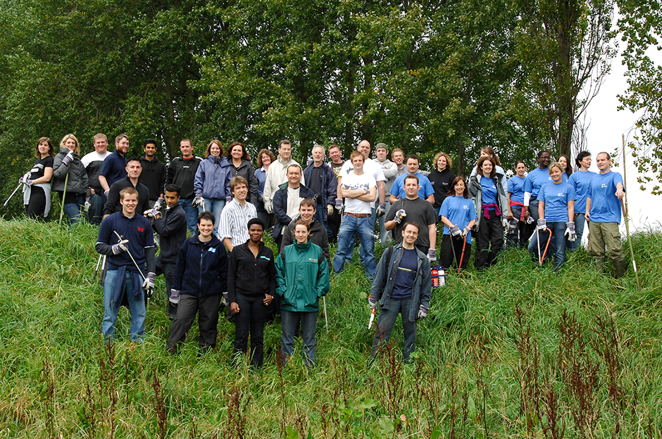 Corporate partners on a partners' day clean up, Mersey Basin Week, 2007.